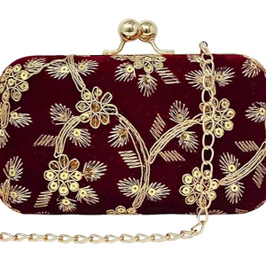 กระเป๋าคลัทช์ปักลายชาติพันธุ์ ราคาไม่แพง กระเป๋าถือดีไซน์เนอร์สำหรับสุภาพสตรี เหมาะสำหรับงานแต่งงาน งานเลี้ยง และงานกลางคืน โดย M/S SHAAD HANDICRAFTS - Product Image 1