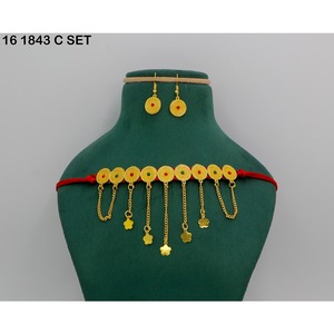 Gold Plated Brass Islamic Religious Jewelry Set for Women-Classic Stylish Design Engagement <b>Wedding</b> Eid Imitation Jewelry Sets - Product Image 5