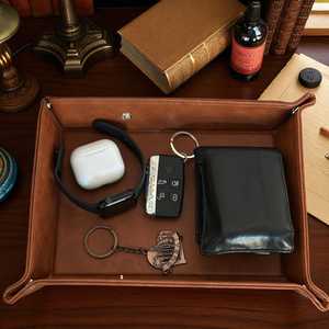 Estuche de Cuero Genuino de Lujo, Bandeja para Guardar Joyas, Organizador de Escritorio, Caja Pequeña de Cuero Auténtico, GLTY-0027 - Product Image 3