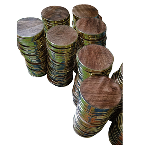 Sous-verres en bois de qualité supérieure avec bordure dorée, résistants à la chaleur, pour hôtels, restaurants, cafés et maison - Product Image 1