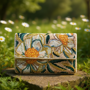 Indian Handmade Luxury <b>Crystal</b> Floral Pattern Rectangle Fashion Accessories Multicolor <b>Beaded</b> Baguette Bag Handle Durable Casual - Product Image 3