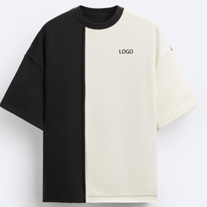 เสื้อยืดผู้ชายคุณภาพสูง ผ้าฝ้าย 100% แบบสั่งทำพิเศษ ไซส์ใหญ่พิเศษ สองสีเข้าชุด ทรงหลวม ออกแบบสำหรับออกกำลังกาย แขนครึ่งตัว - Product Image 1