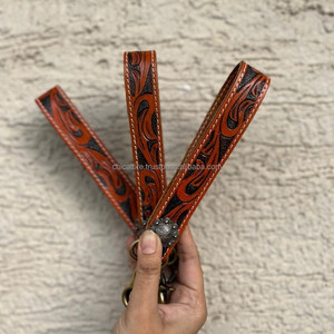 Nueva Llegada Mano Tooled Cuero Muñequera Llaveros En Relieve Estampado Floral Cuero Llaveros Tooled Accesorios de cuero Correas para llaves - Product Image 5