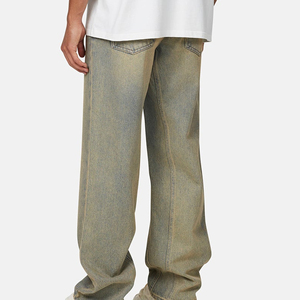Men's Stonewashed Straight Leg Loose Fit Denim Jeans Mid Waist Casual Cotton Fabric Autumn Style - Product Image 2