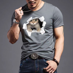 T-shirts Homme Personnalisés à Col Rond en Toile 100% Coton, Coupe Classique, Manches Courtes, Logo Imprimé sur le Devant, Séchage Rapide, Écologiques, Vente en Gros OEM - Product Image 2