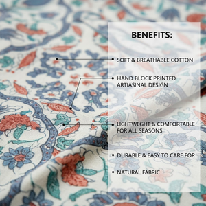 Kimono de algodón floral azul estilo bohemio, manga larga, cuello en V, estampado a bloques, bata de descanso con cinturón, ropa de resort, pareo de playa - Product Image 5