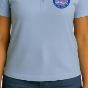 เสื้อโปโลปักลายสีฟ้าอ่อนสำหรับผู้หญิง แขนสั้นลำลอง ชุดยูนิฟอร์มธุรกิจสำหรับทุกวัน เสื้อผ้าสไตล์ชีวิตประจำวันที่สวมใส่สบาย - Product Image 5