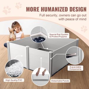 Box per Parto Cani Stabile 151,8 x 151,8 x 61 cm con Ringhiere per Cuccioli - Cuccia per Parto - Product Image 5