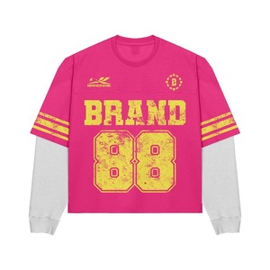 <b>Women</b> Double Layer <b>Mesh</b> Cotton Blend Shirt GSM Purple Contrast Panel Custom Sublimation Print Logo TShirt Double Layer Shirts - Product Image 3