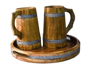 Matériau en bois de chope de bière Koi fabriqué à la main en Inde pour les occasions de fête - Product Image 2