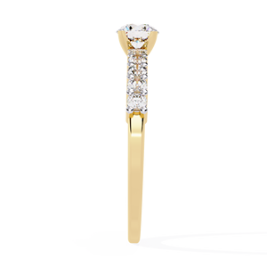 Anillo solitario minimalista de oro amarillo macizo de 14k con diamante redondo de talla brillante para mujer, ideal para compromiso, aniversario o regalo de boda. - Product Image 4