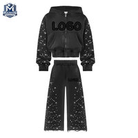 Survêtements décontractés à strass très tendance, manches longues, couleur unie, différents modèles