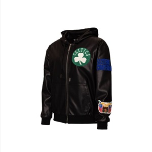 Chaqueta Ligera Vegana con Capucha y Cierre de Cremallera Boston 1946 Negra AR - Product Image 2