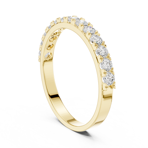 Bague demi-éternité en or jaune avec diamants ronds pour femme, bijoux de mariage et de fiançailles - Product Image 1