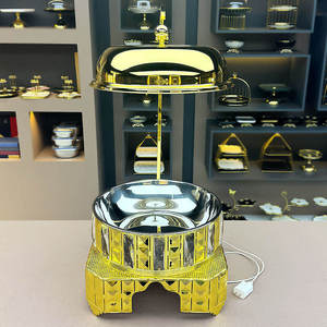 Luxury Antique Copper Chafing Dish Round <b>Buffet</b> Food Warmer Stainless Steel Interior Ornate Rope Detail Hotel <b>Server</b> - Product Image 5