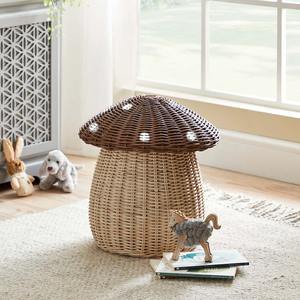Kids room storage & <b>decor</b> accessory natural rattan weave basket cute <b>mushroom</b> shaped baskets - Product Image 5