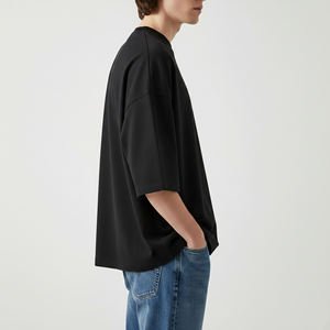 Top Trending Men's Oversized <b>Black</b> <b>T</b>-<b>Shirt</b> 100% Cotton Quick Dry Short Sleeve O-Neck Casual Canvas Fit Breathable - Product Image 2