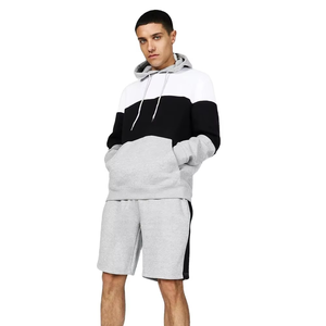 Top Trending Men Fleece Contrast Panel Pullover Hoodie and Short <b>Set</b> for Men in Low MOQ by oneapex international Men Hoodies - Product Image 1