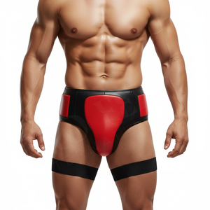 PU Leather MMA Boxing Accessory Manufacturer Groin Guard for Men Adjustable Protective Sports Gear Padded Cup OEM Groin Guard - Product Image 3