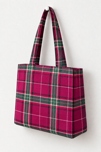 Sac fourre-tout en toile à carreaux bleus, style preppy, ouvert en dessus, pour toutes les saisons, sac de shopping - Product Image 6