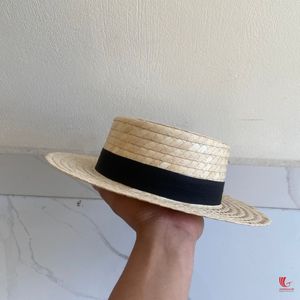 Unisex Toquilla Straw Boater <b>Hat</b> With Orange Ribbon <b>Band</b> For Beach Adults - Product Image 3
