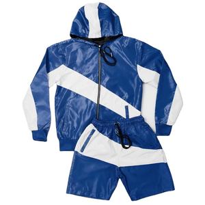 Wholesale Customized Windbreaker Short Set Elastic Waist <b>Lightweight</b> <b>Hoodie</b> Short Set Jogging Gym Fit Unisex Track Suit 2PCS Set - Product Image 3