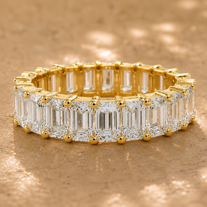 Bague de Fiançailles et Alliance en Or Massif 14K 18K avec Diamant de Laboratoire Taille Émeraude Entièrement Sertie, Bijoux Personnalisés, Vente en Gros Directe Usine - Product Image 1