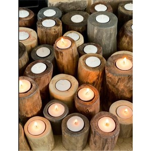 Handmade Natural Wood Log Candle Jar Luxury Rustic <b>Tealight</b> <b>Holder</b> Nordic Table Centerpiece Christmas Wedding Decor Candle Jar - Product Image 5