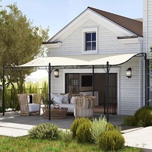 Pergola da Esterno 3x5m Bianco Crema con Tettoia in Metallo e Fori di Drenaggio per Villa, Cortile, Parco, Giardino - Product Image 2