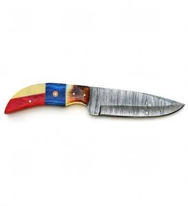 Herramienta Utilitaria de Campo para Exteriores de Acero de Damasco Hecha a Mano con Mango de Hueso de Ciervo Multicolor - Product Image 1