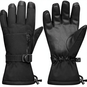 Winter Ski Gloves Full <b>Finger</b> Polyester Waterproof Thermal Insulated Pull on Closure Snowboarding Unisex Black - Product Image 6