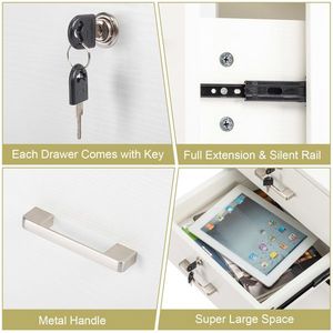 Armadio Archivio FCH a Tre Cassetti in Legno con Finitura Bianca, Stile Moderno - Product Image 3