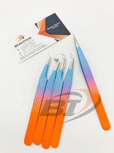 Pince à épiler professionnelle pour extensions de cils en acier inoxydable japonais avec logo personnalisé, pointe classique pour volume, prise ferme - Product Image 5