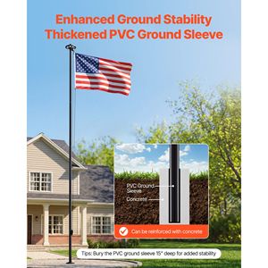 Kit de Mástil de Bandera Seccional Resistente de 25 pies con Luz Solar LED de 136 LED, Mástil de Bandera de Aluminio para Exteriores para Casa o Jardín - Product Image 6
