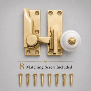 SHUBHAM Vintage <b>White</b> Ceramic Brass Window Bolt Decorative Mortice Latch Round <b>Knob</b> Home Decor - Product Image 2