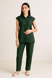 Elegante conjunto de dos piezas en poliéster color borgoña, ropa casual semi formal para mujer, disponible en tallas M, L, XL, XXL, venta al por mayor, estilo indio-pakistaní. - Product Image 4