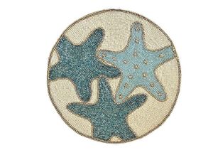 Posavasos Artesanal Duradero con Cuentas de Estrella de Mar, Decoración de Mesa con Temática Costera y Oceánica - Product Image 1
