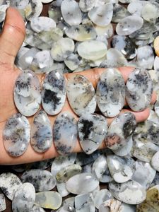 คาโบชองอะเกตเดนไดรติกคุณภาพสูง งานแฮนด์เมด ขัดเรียบทั้งสองด้าน อะเกตเดนไดรติกแบบเม็ดเดี่ยว สำหรับทำเครื่องประดับ - Product Image 2