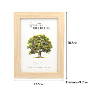 Cuadro de Madera con Árbol de la Vida y Piedras de Turmalina Verde, Obra de Arte de Cristal Hecha a Mano por la Fábrica de Gemas de Jaipur - Product Image 2