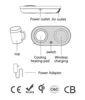 Base de boissons intelligente 3-en-1 PT-502 avec chauffage, refroidissement et chargement sans fil, gadget électronique de bureau
