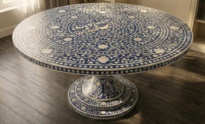ILAHI's Bone Inlay <b>Table</b> Modern Design Agate Detailing <b>Storage</b> Portable Home Furniture - Product Image 4