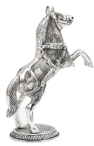 Figurine de cheval sauteur en aluminium plaqué argent avec un design de cheval détaillé pour table, salon, bureau, étagère, bureau - Product Image 2