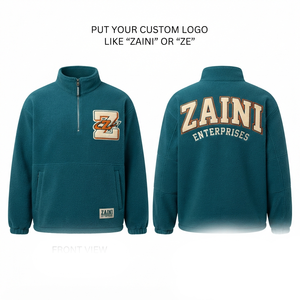 Premium 240 GSM Polar Fleece Quarter Zip Pullover <b>Jacket</b> Solid Color Custom Chenille Logo OEM ODM Waterproof Men's - Product Image 1
