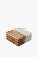 Ensemble de sous-verres faits à la main en bois et marbre, bois d'acacia naturel, marbre blanc, sous-verres pour boissons, décoration de la maison