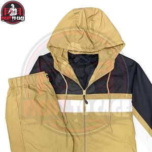 Ensemble de jogging deux pièces color block coupe-vent en nylon pour hommes – Vestes et pantalons de sport avec logo personnalisé - Product Image 2