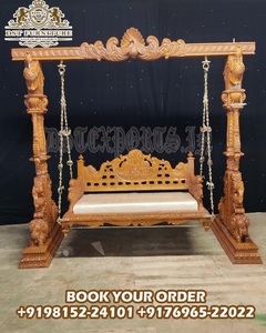 Fauteuil suspendu en teck style Maharaja Rajwadi pour la maison – Achetez le best-seller fait main en bois, modèle éléphant Jhula/Onjhal – Promotion Californie - Product Image 4