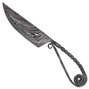 Couteau de cuisine Burraq artisanal en acier Damas forgé, style médiéval antique - Lame multifonctionnelle, options DIY et OEM personnalisables - Product Image 1