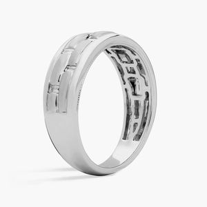 Bague de mariage en diamant baguette en or jaune - Product Image 2