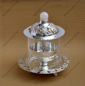 Tapa de latón con cuentas de cristal para lámpara Akhand Jyoti Diya, para decoración de Puja, disponible a precios de mayorista. - Product Image 2