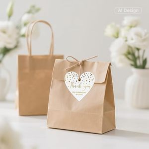 Étiquettes en papier en forme de cœur, impression dorée, finition mate, étiquettes personnalisées de remerciement avec ficelle - Product Image 6